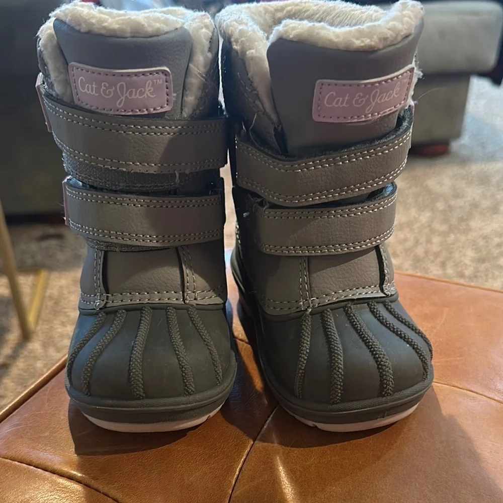 Cat & Jack Gray Waterproof Rain & Snow Boots with Velcro